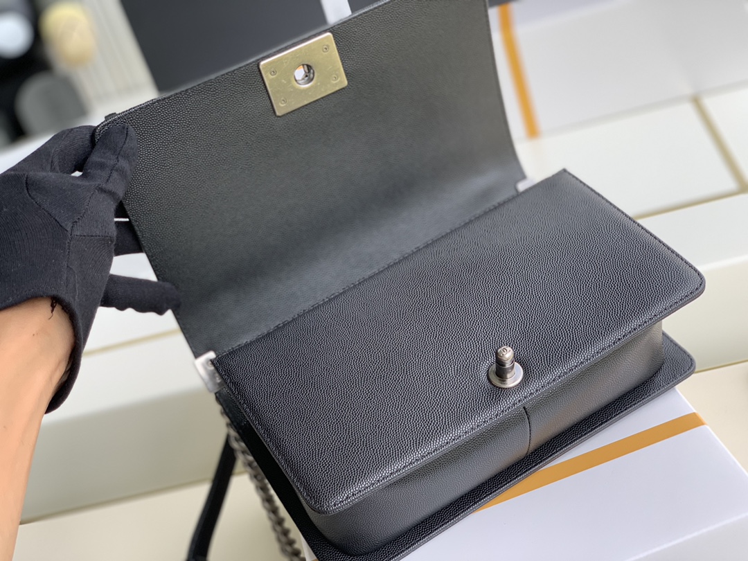 Ch@nel Boy Bag-Caviar-25CM