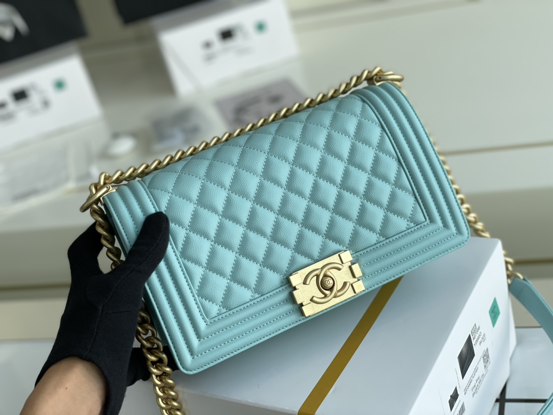 Ch@nel Boy Bag-Caviar-25CM