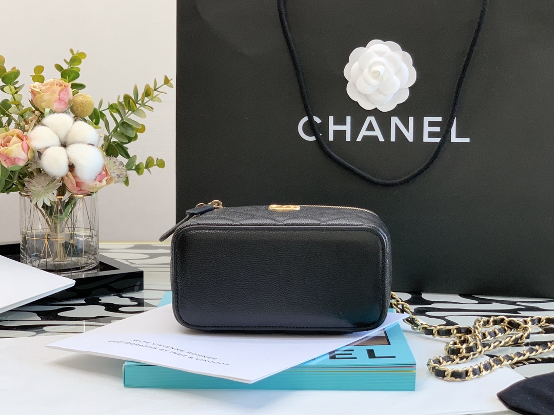 Ch@nel Cosmetic Bag-Caviar-18CM