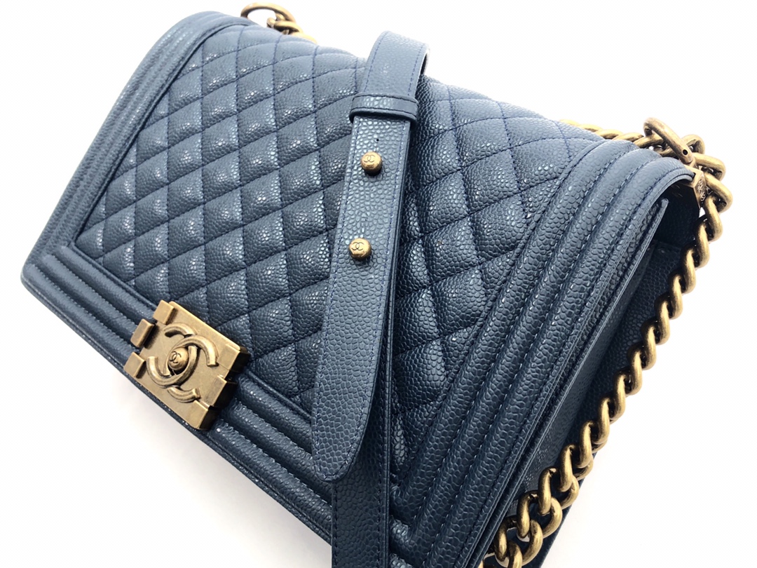 Ch@nel Boy Bag-Caviar-28CM
