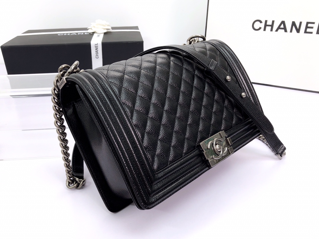 Ch@nel Boy Bag-Caviar-28CM