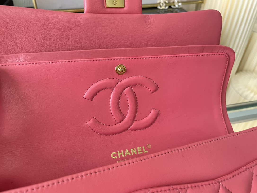 Ch@nel Flap Bag-Lambskin-Gold Hardware-25CM