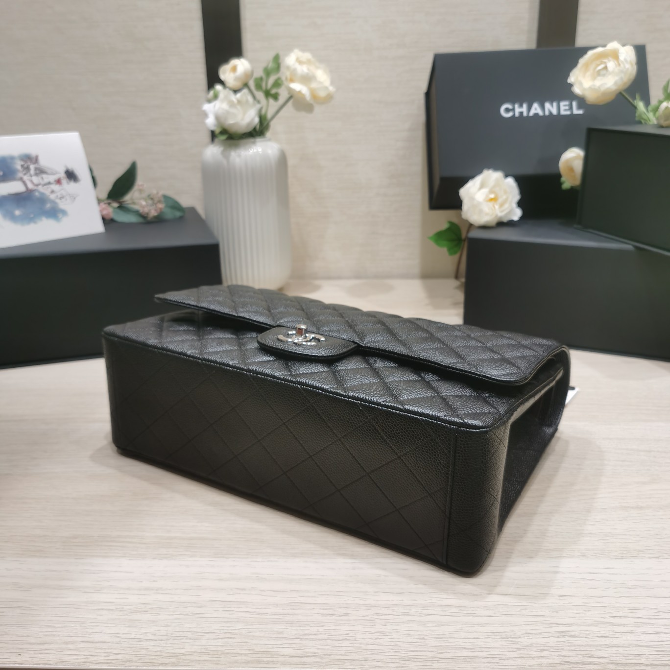 Ch@nel Flap Bag-Caviar Leather-Maxi-33CM