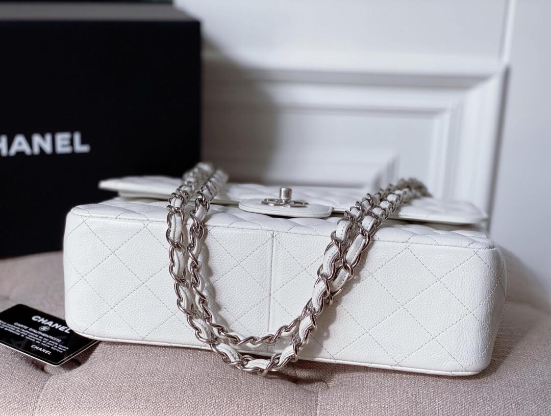 Ch@nel Flap Bag-Caviar-Silver Hardware-30CM