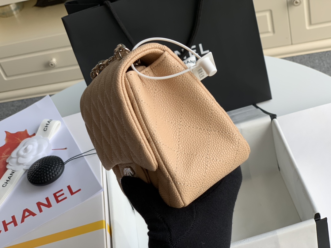 Ch@nel Flap Bag-Lambskin-Silver Hardware-17CM