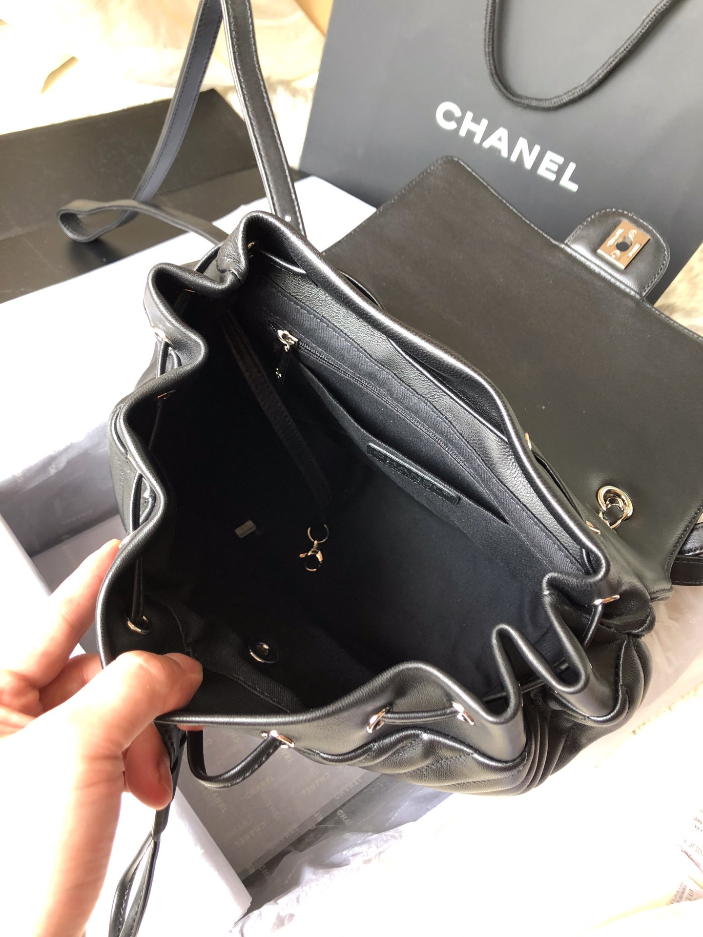 Ch@nel Backpack-Silver Hardware-20*25*10&30*25*15CM
