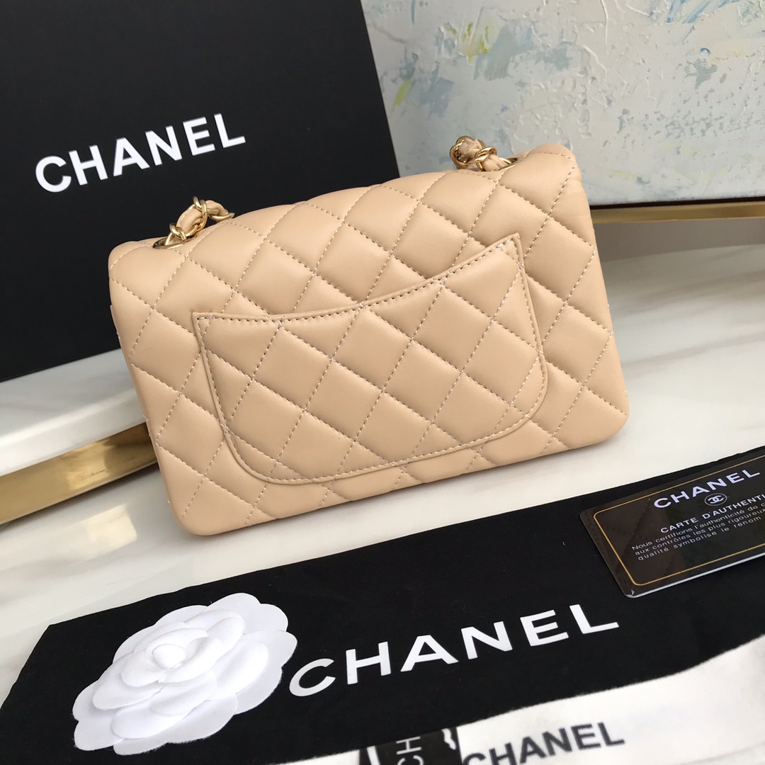 Ch@nel Flap Bag-Lambskin-Gold Hardware-20CM