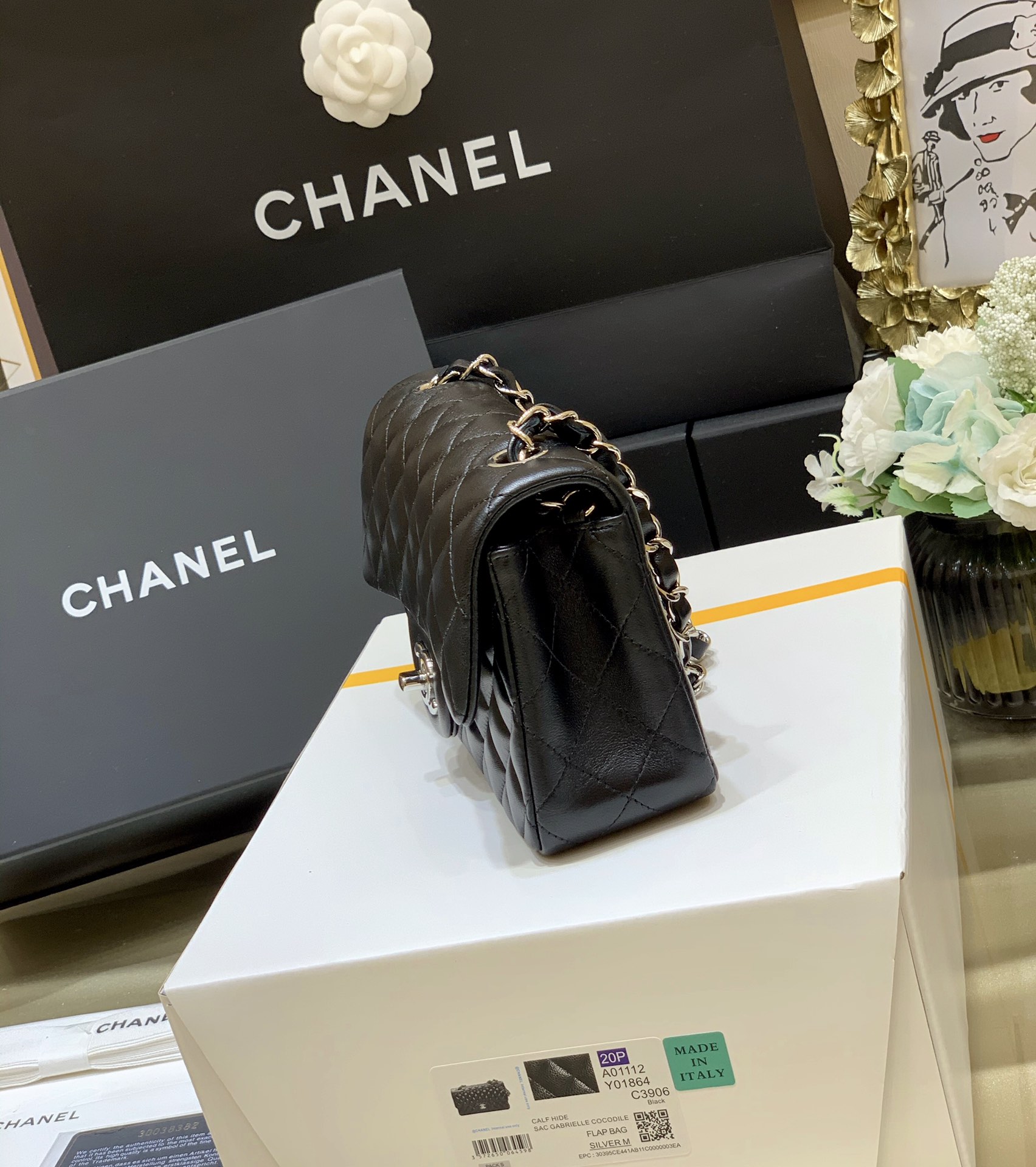 Ch@nel Flap Bag-Lambskin-Silver Hardware-20CM
