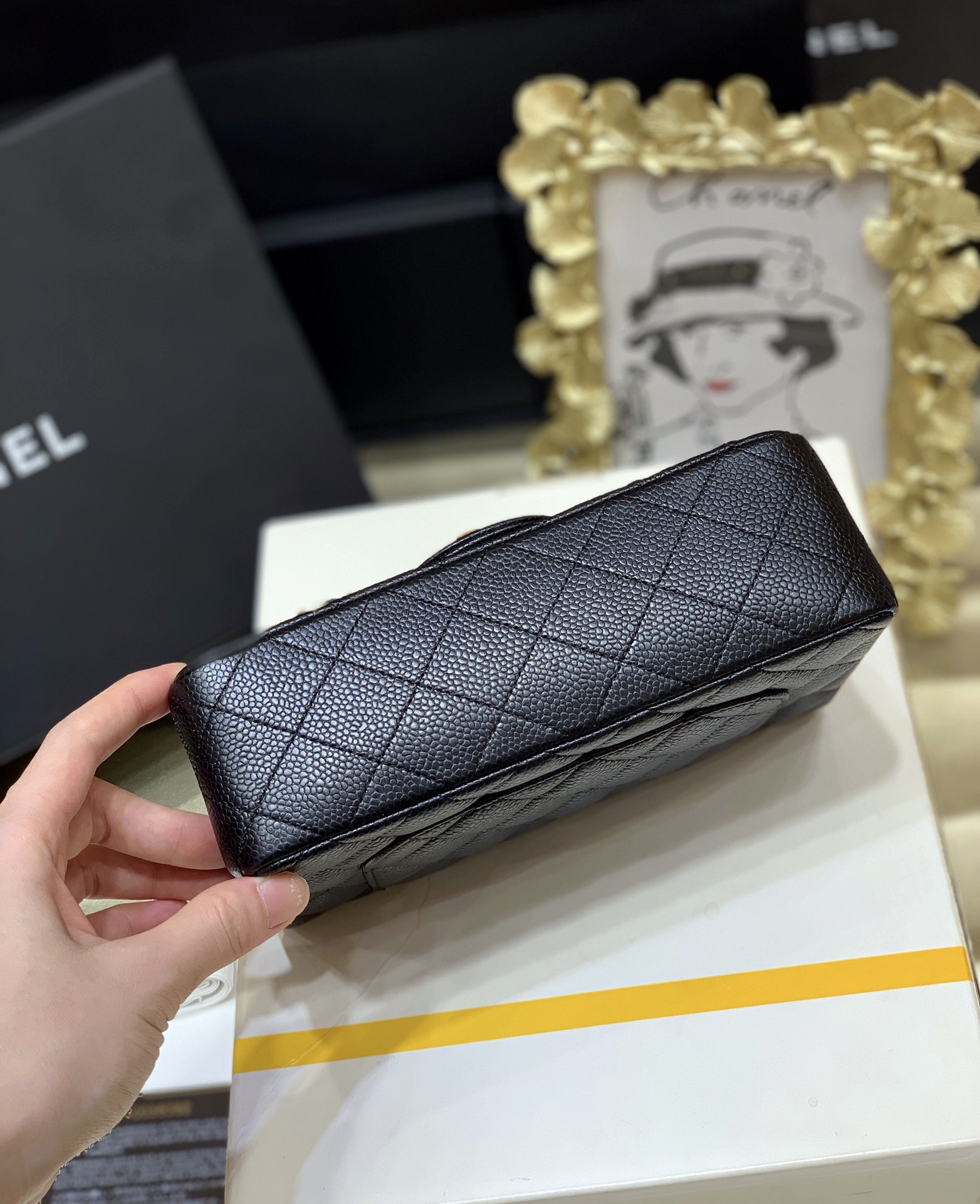 Ch@nel Flap Bag-Caviar-Gold Hardware-20CM