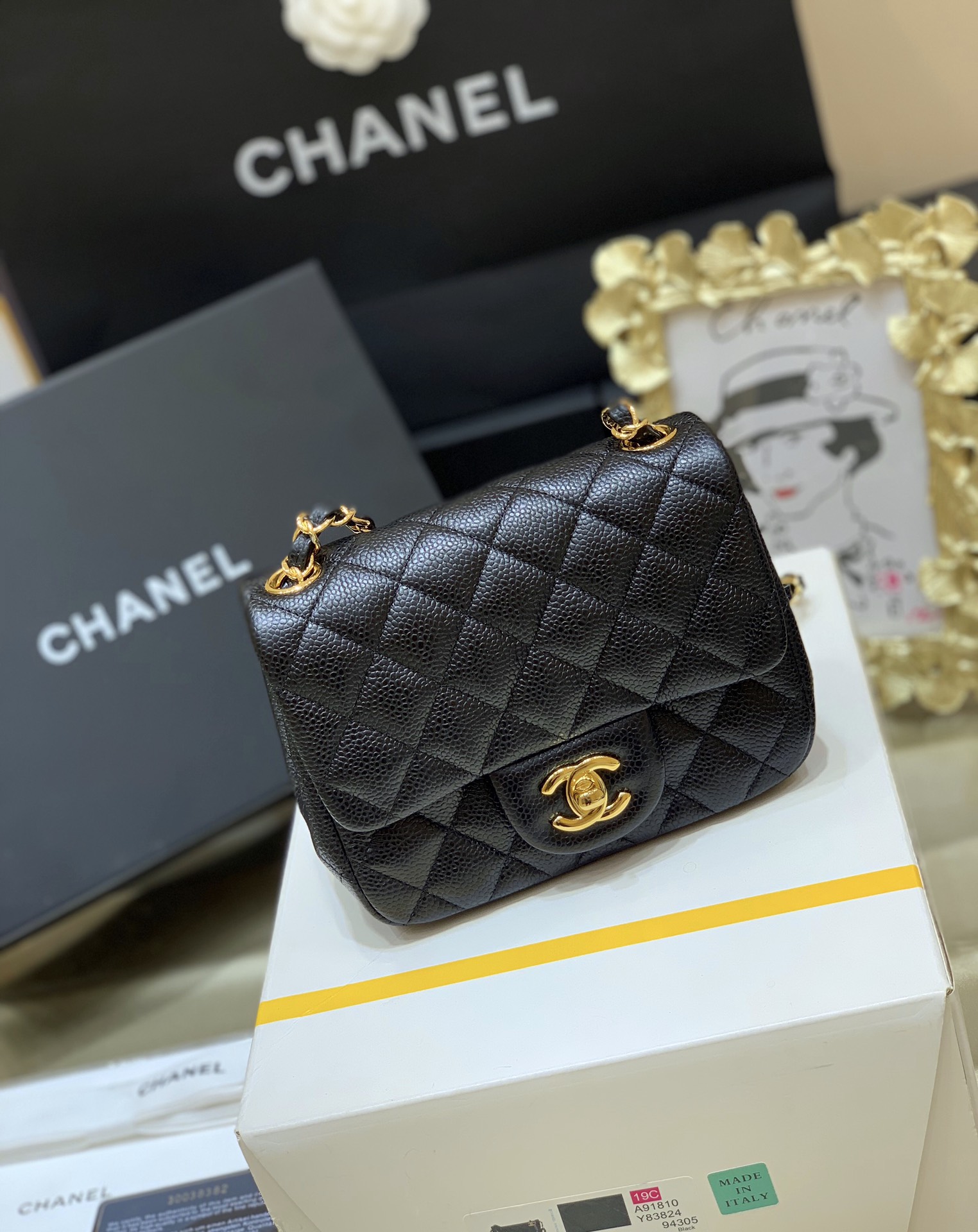 Ch@nel Flap Bag-Caviar-17CM