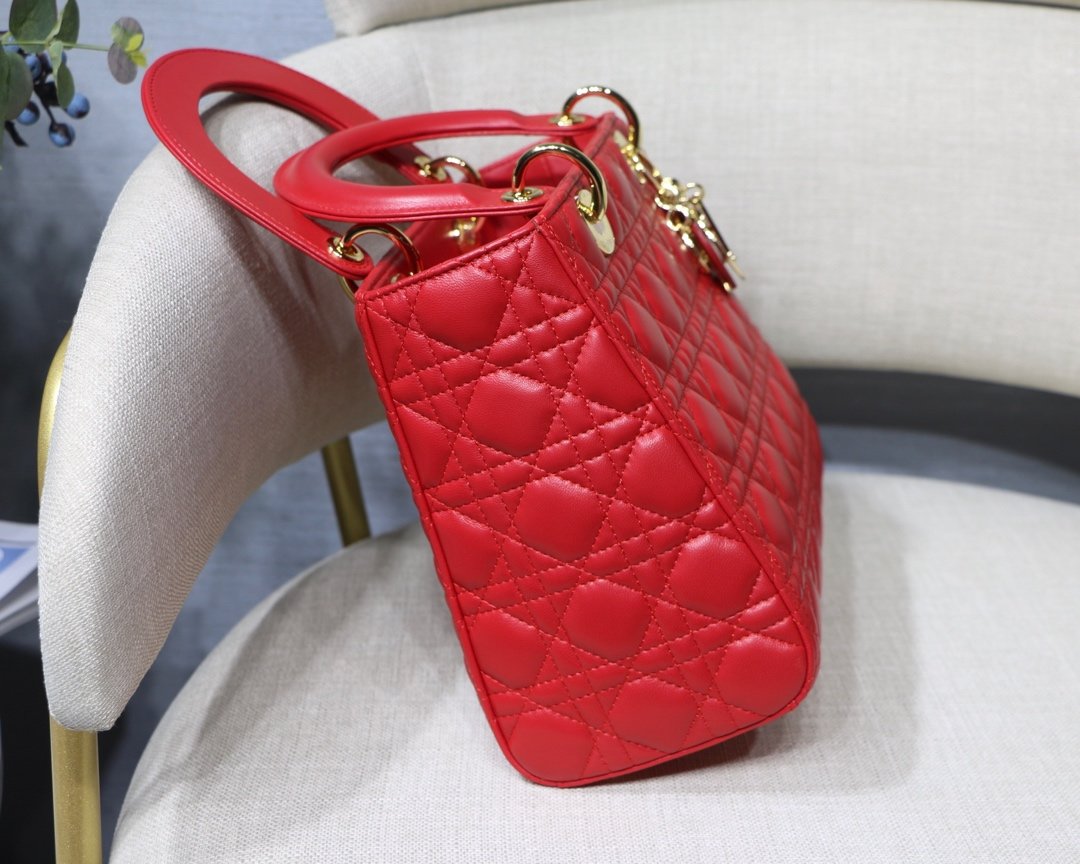 lady D*or handle bag with gold hardware-24cm