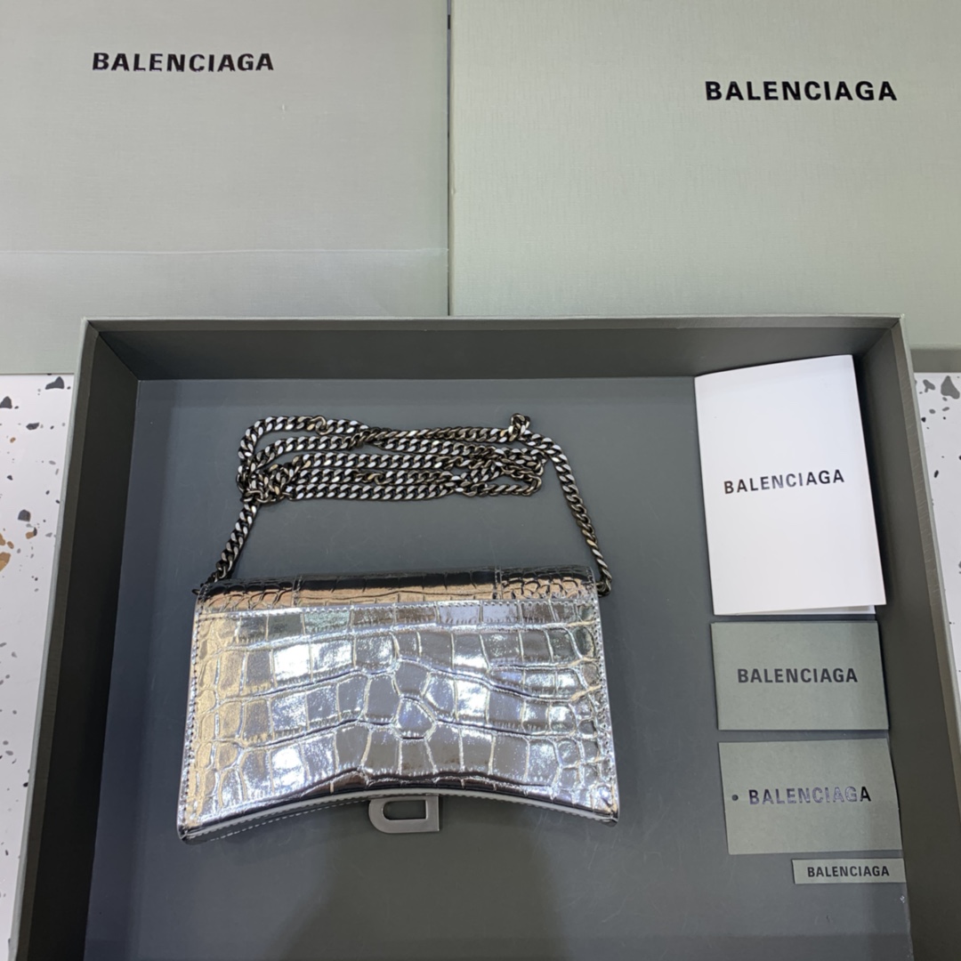 Ba*len*cia*ga hourglass wallet on chain-19*4*12cm
