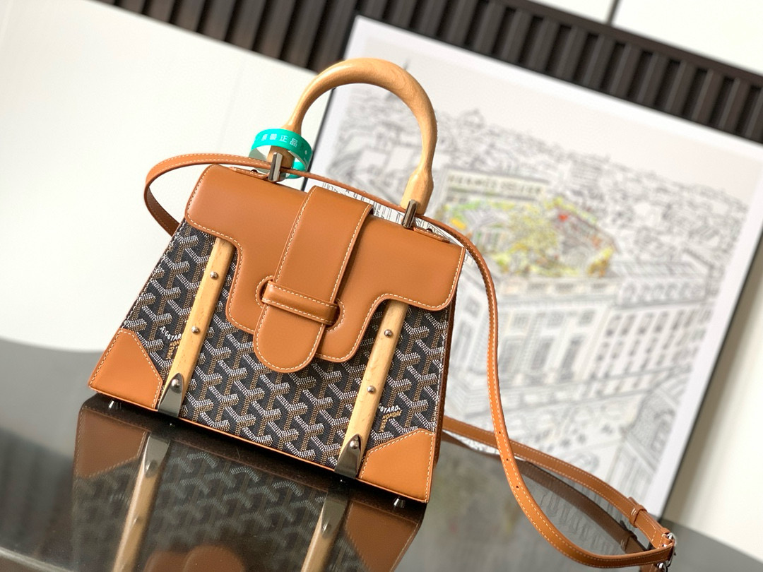 Go*ard coated canvas and leather saigon top handle bag-20*12*28cm
