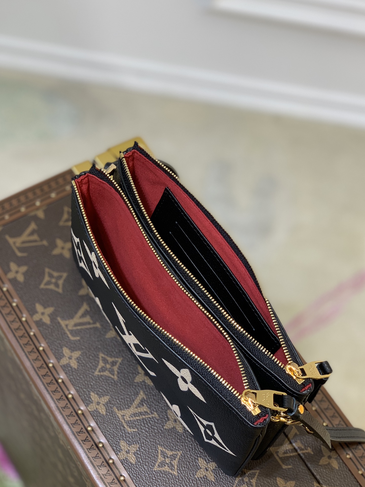 l0*is V*t0n m80084 pochette double zip bag -20*12.5*3cm