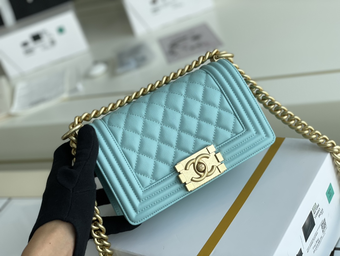 Ch@nel Boy Bag-Caviar-20CM