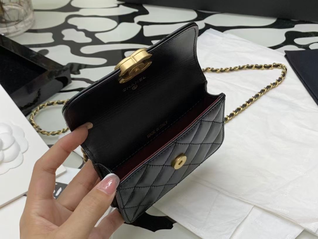Ch@nel Quilted Pearl Crush Clutch With Chain Bag-12*9*2CM