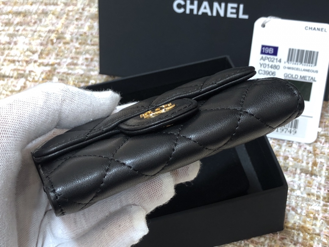 Ch@nel Wallet-Gold Harware-Lamskin-11*10CM