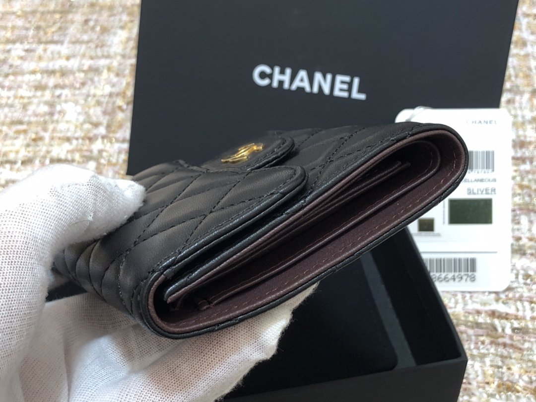 Ch@nel Wallet-Gold Harware-Lamskin-11*10CM