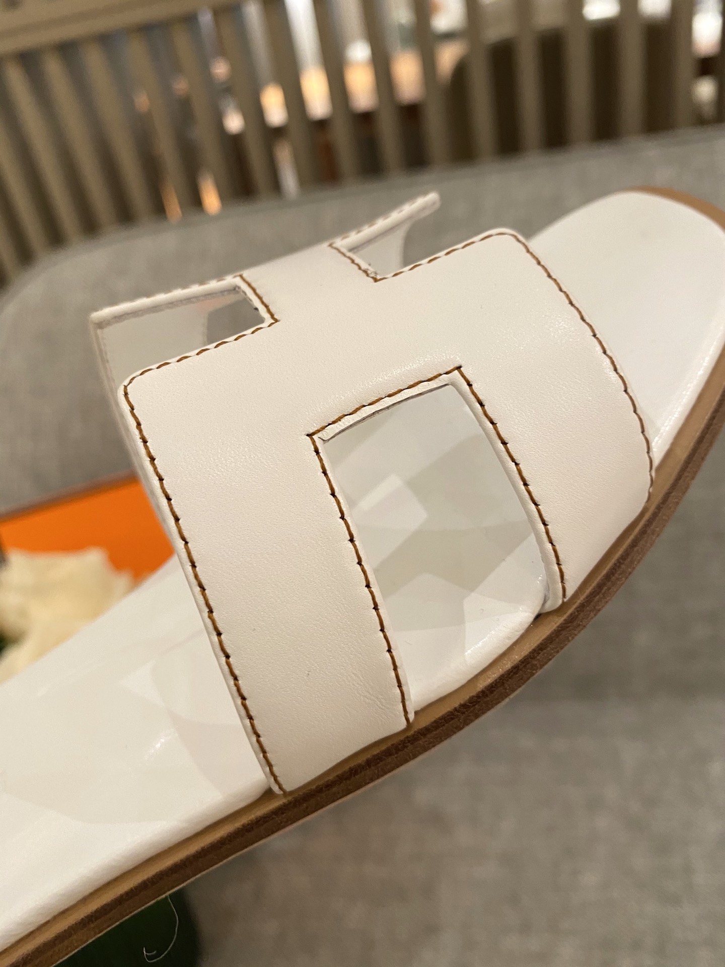 H**mes slippers in smooth leather