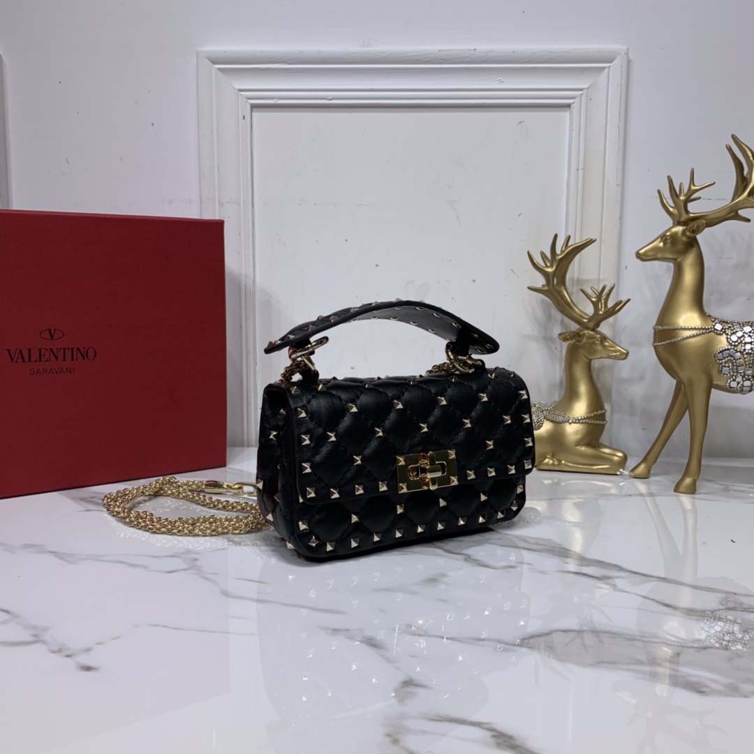 Va1e*ntin0 garavani rockstud spike bag-17x10x5.5cm