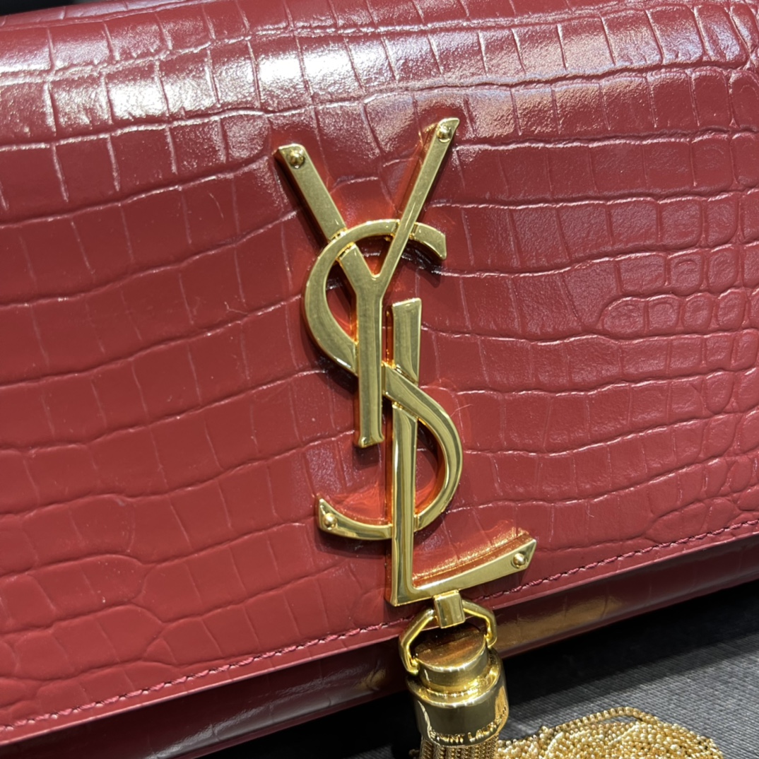 Y*L kate medium with tassle in crocodile leather-20x13.5x5.5ccm
