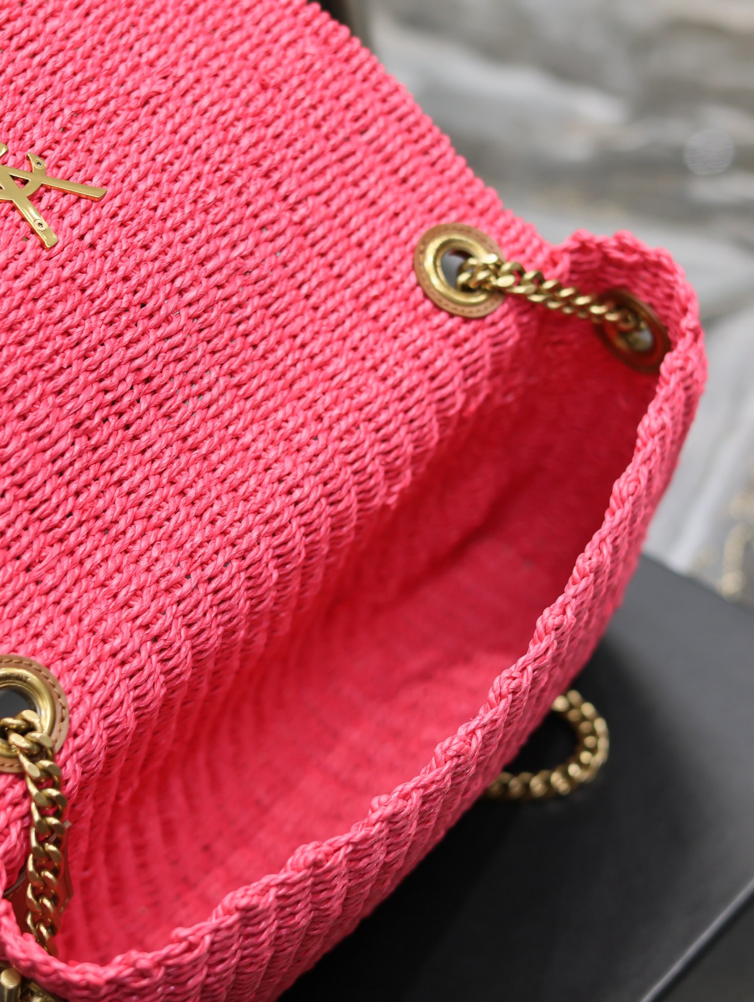 Y*L kate with raffia-28.5×20×6cm