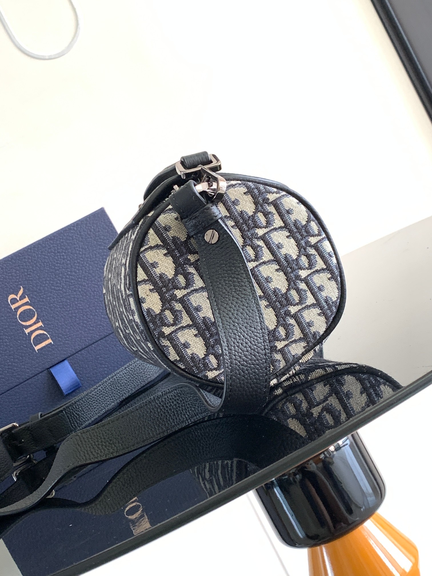 D*or oblique roller barrel crossbody bag-21 x 12.5 x 12.5cm