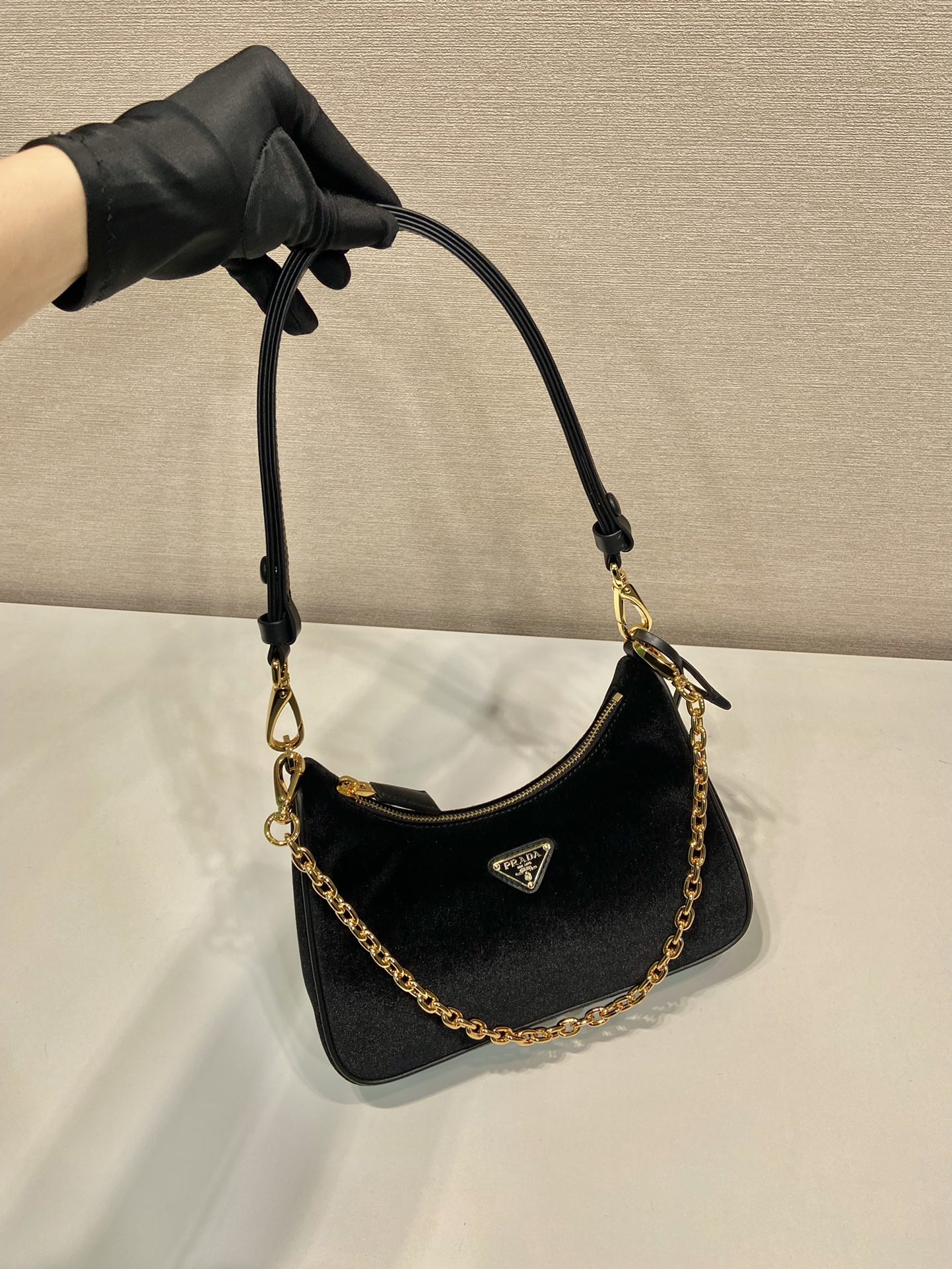 Pra*a nylon 1bc204b hobo bag-23*17*6.5cm