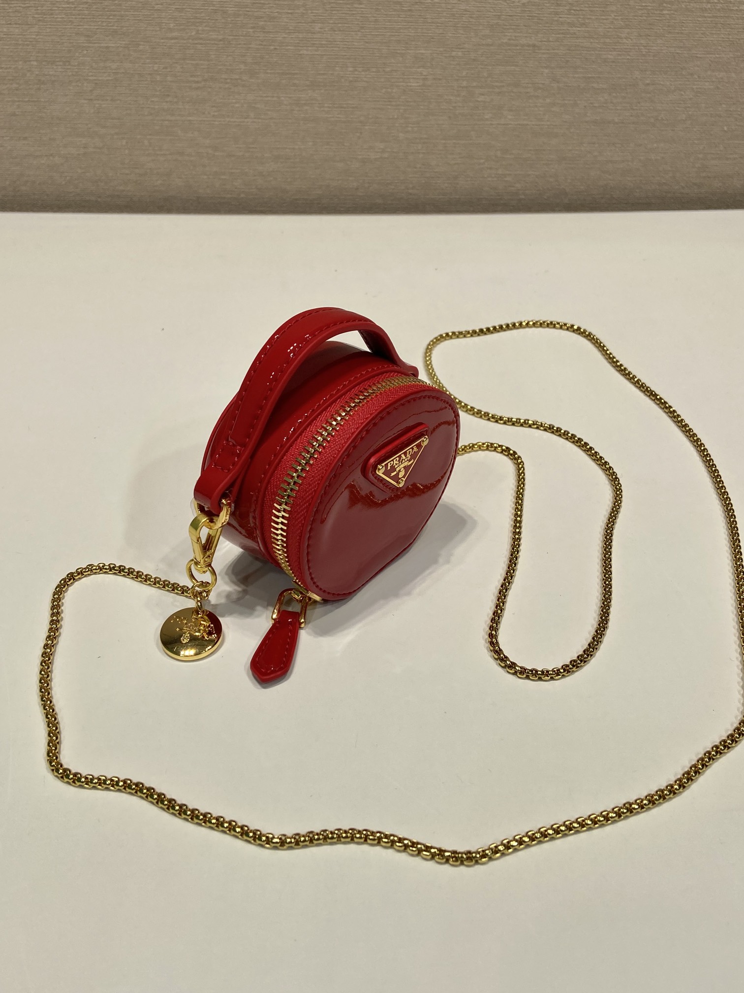 Pra*a 1nr023 mini round bag-8*8*3.5cm