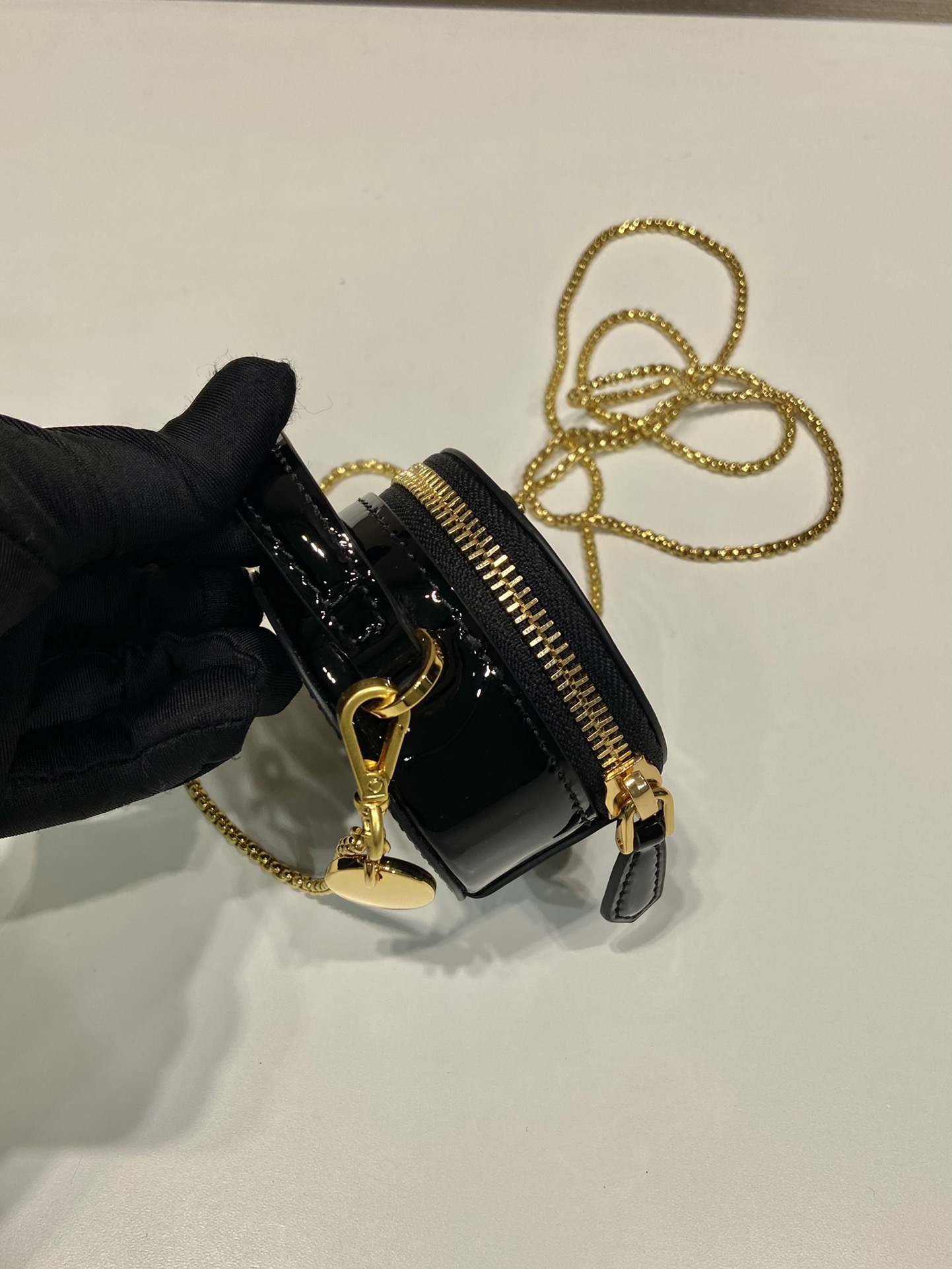 Pra*a 1nr023 mini round bag-8*8*3.5cm
