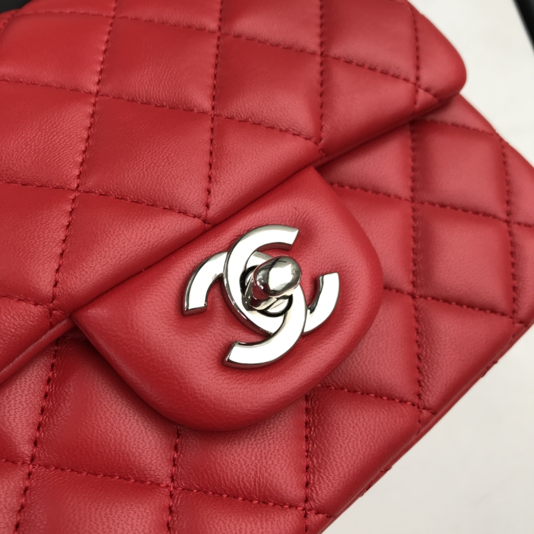 Ch@nel Flap Bag-Lambskin Leather-17CM
