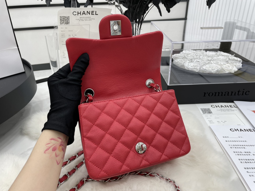 Ch@nel Flap Bag-Caviar Leather-17CM