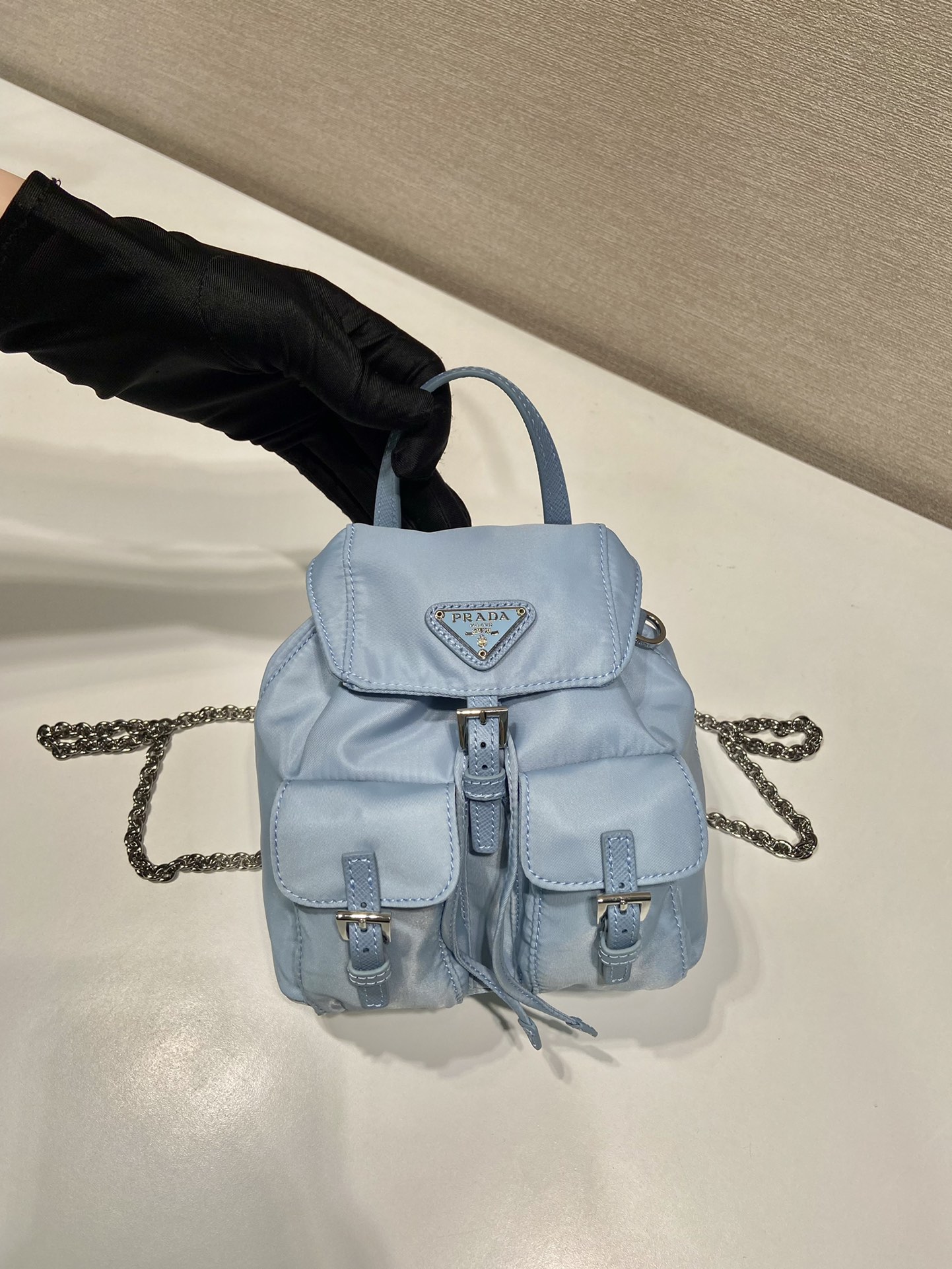 Pra*a re-nylon 1bh029 backpack-17*18.5*8cm