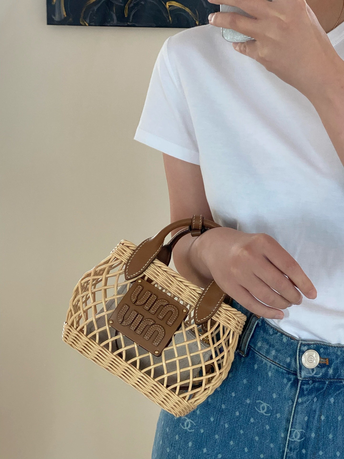 M*um*u bamboo woven bag-9×18×23.5cm