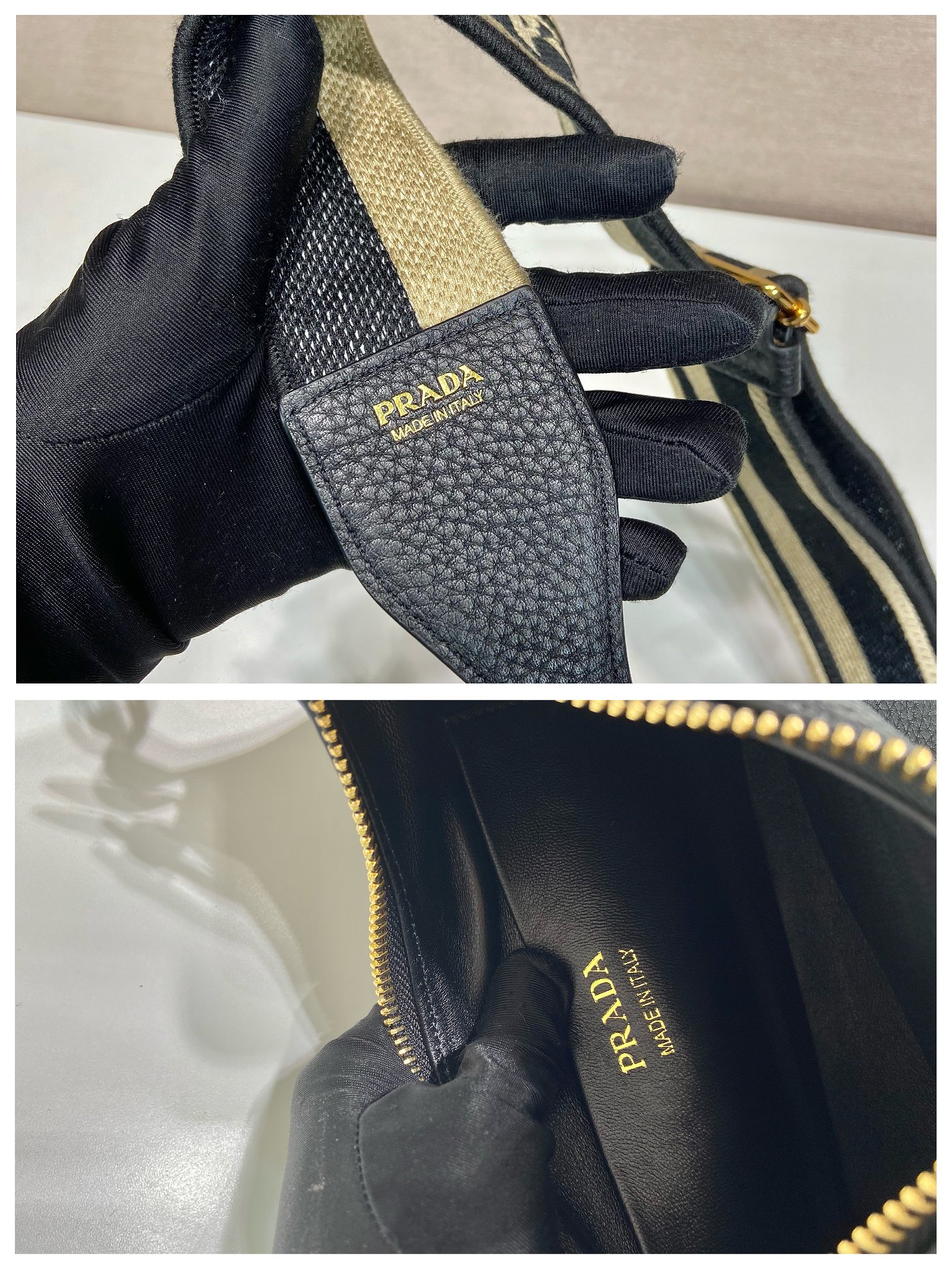 Pra*a leather shoulder bag-1bh193-24*18*6cm
