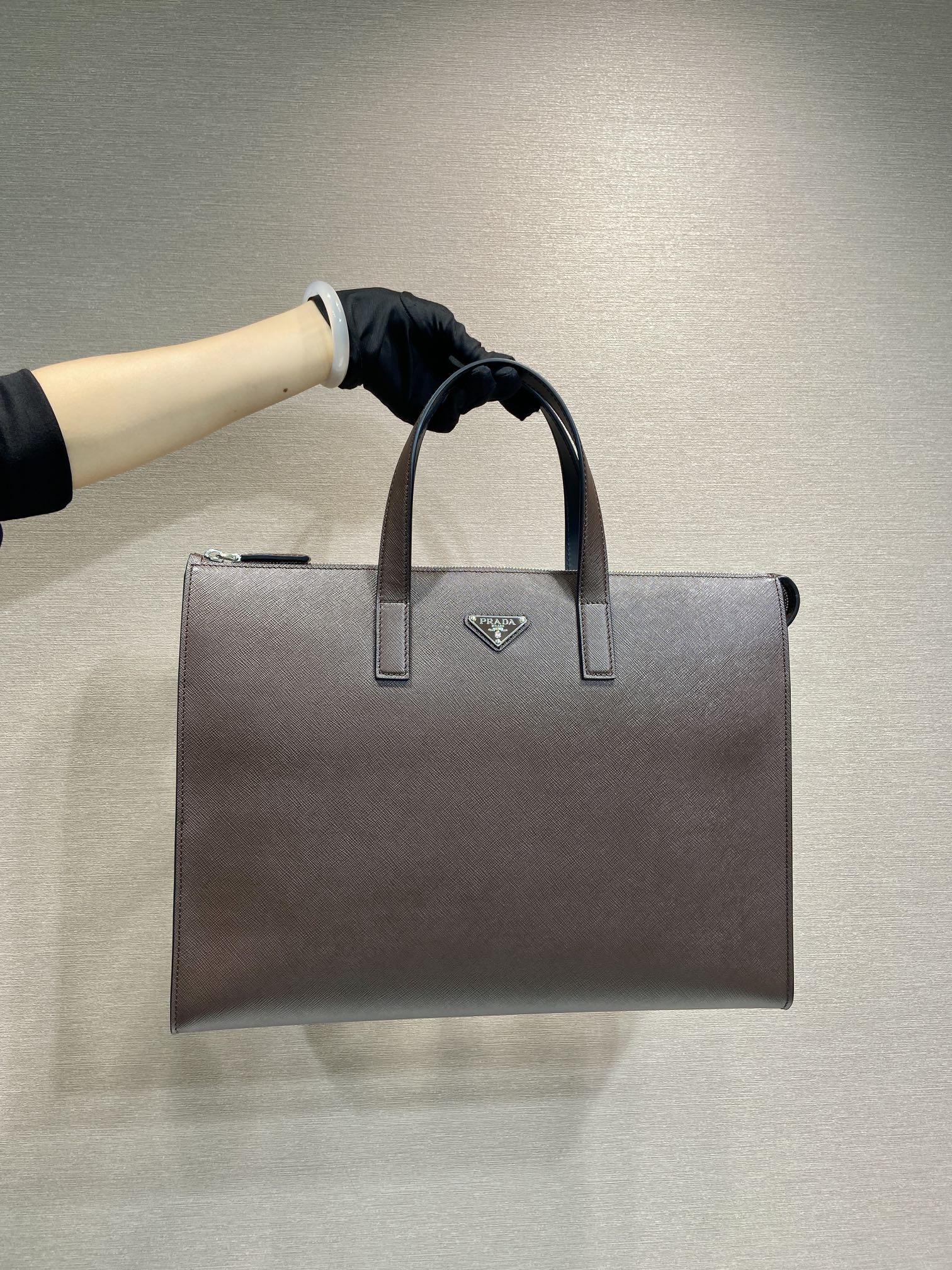 Pra*a 2vg039 saffiano leather tote bag-40*40*9cm