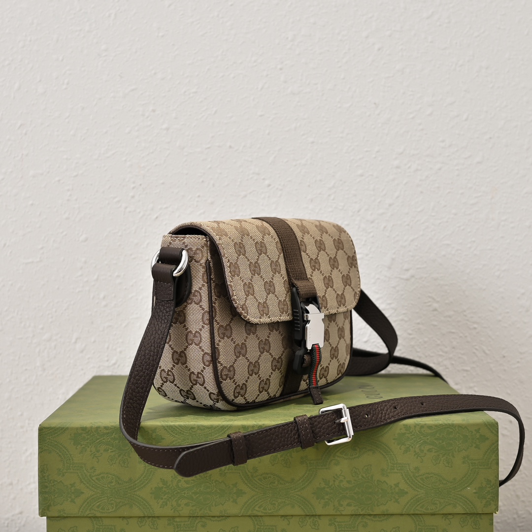 Mini GG crossbody bag in Beige and Ebony Bag-20*14*6.5CM