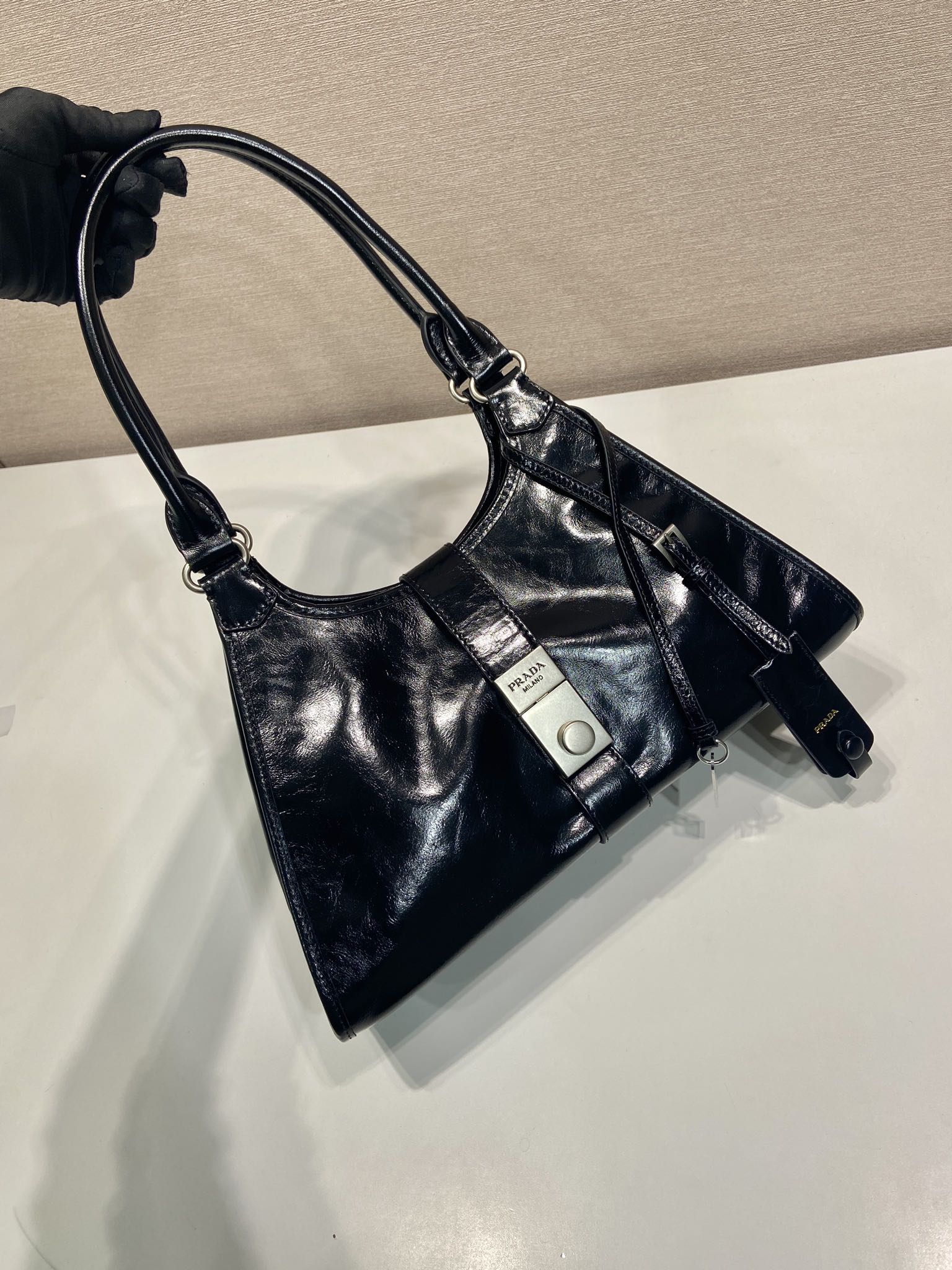Pra*a leather tote bag-1bg563-30.5*17.5*9cm