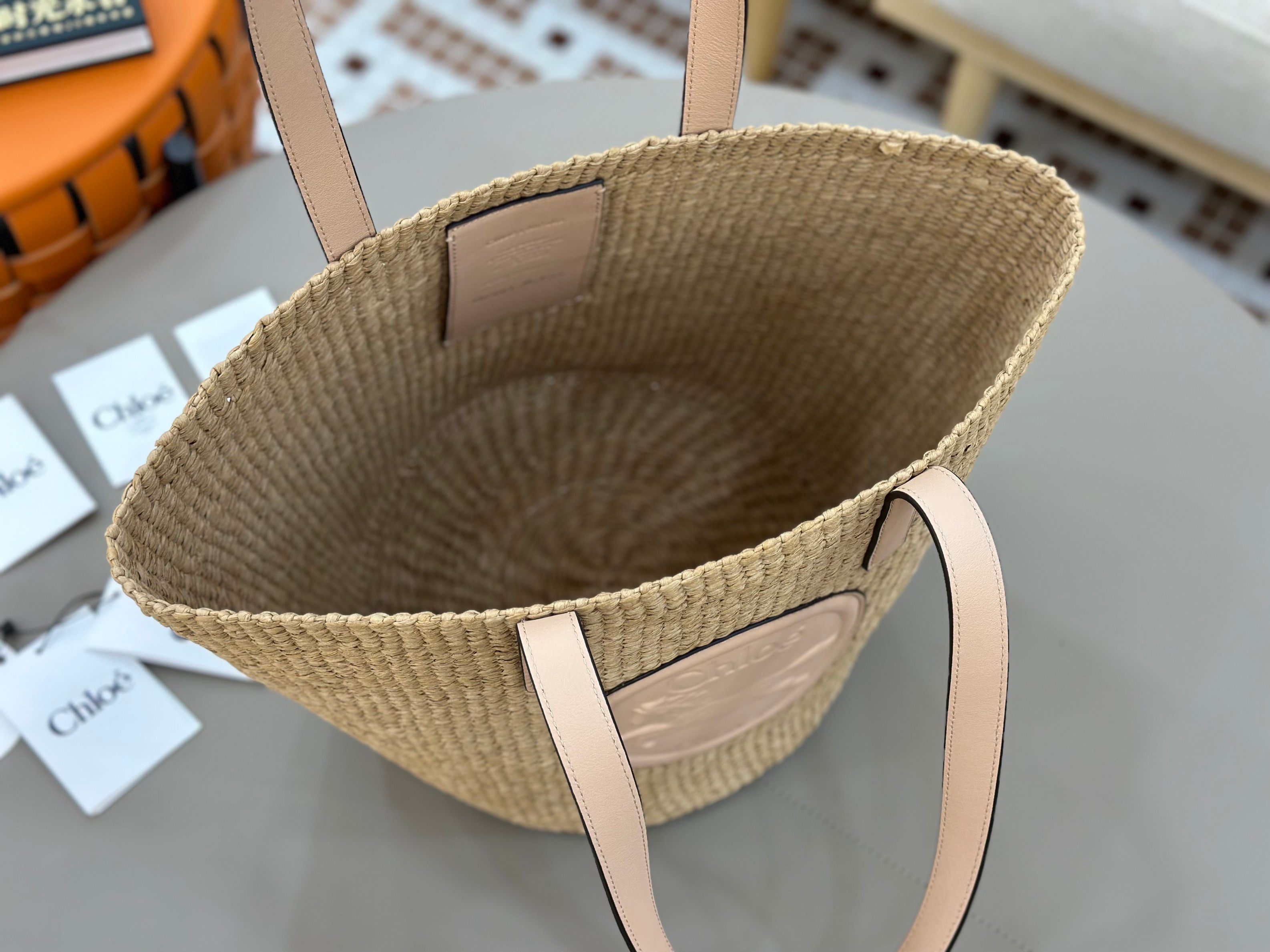Ch10é horse medal basket in natural fibers-46*27*30cm