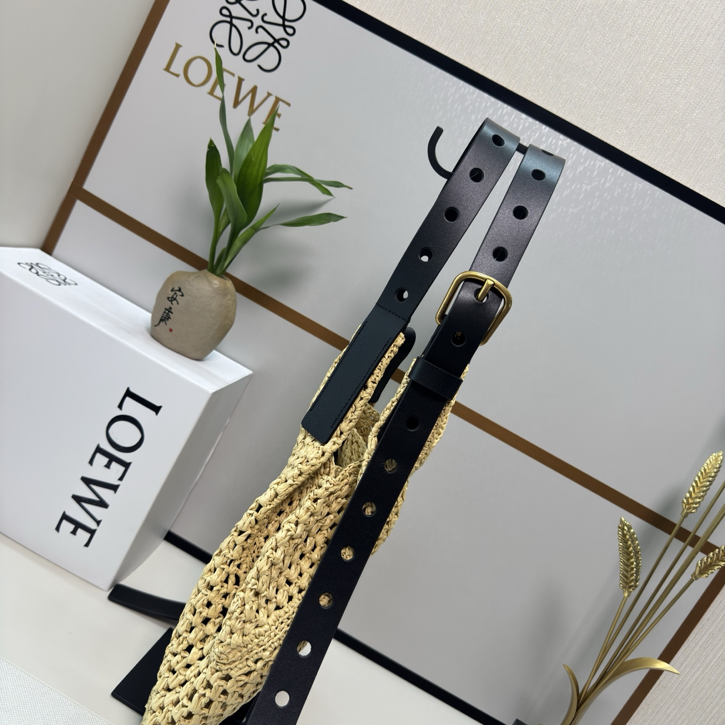 Lo*we Punch Hole Hobo Bag-34*22*24CM