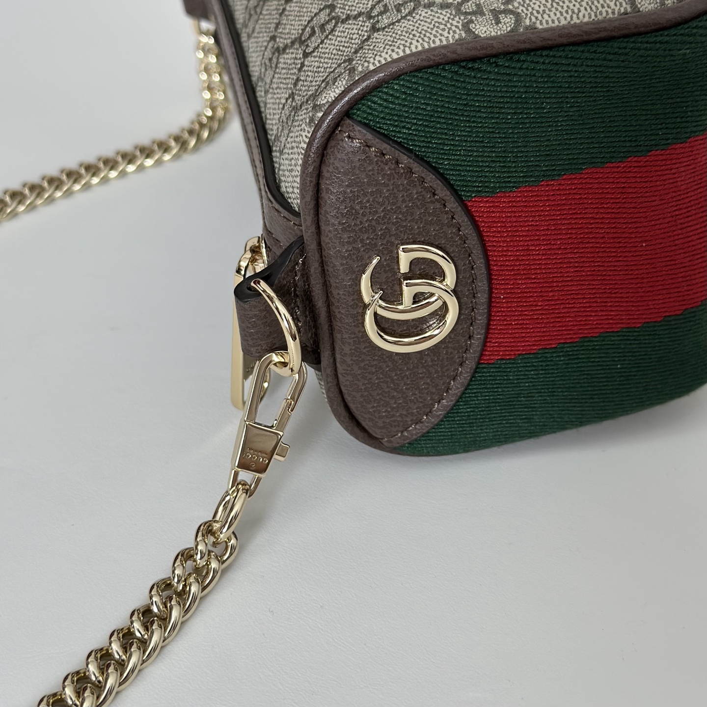 Gvc*1 ophidia mini bag in beige and brown gg fbric-16*10*8cm